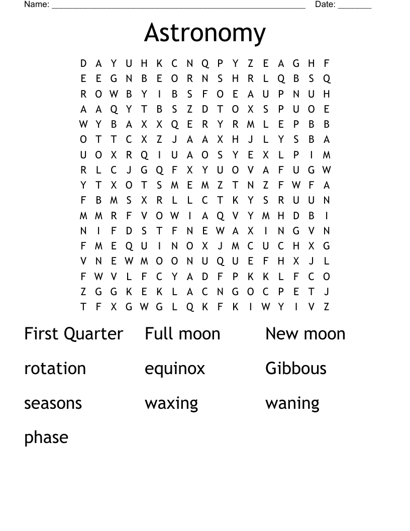 Astronomy  Word Search