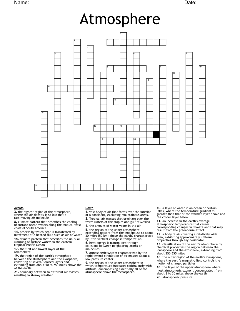 Atmosphere  Crossword