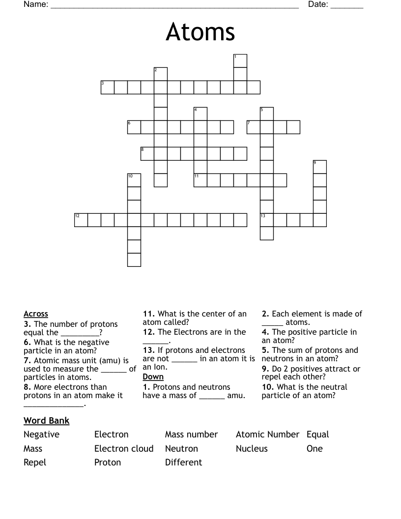 Atoms Crossword