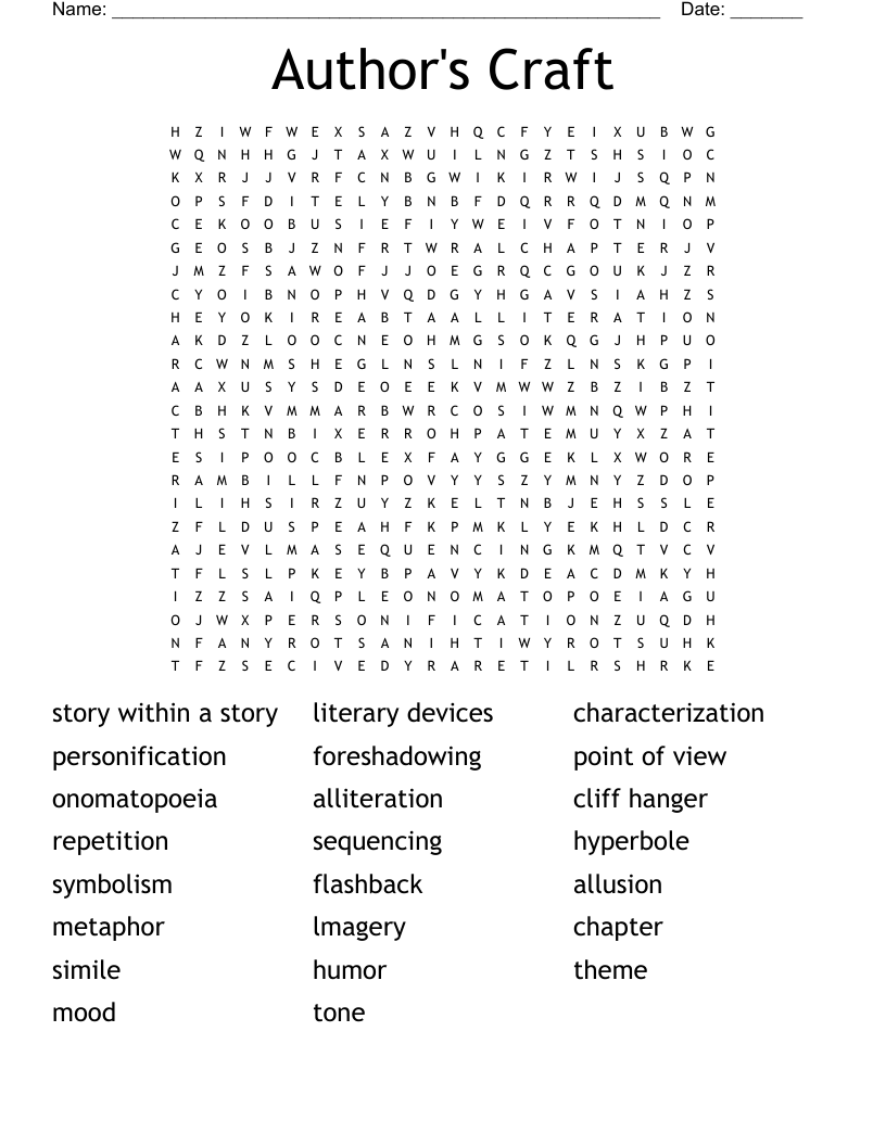 Author's Craft Word Search