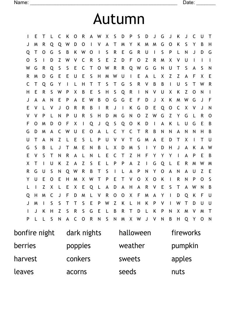 Autumn Word Search