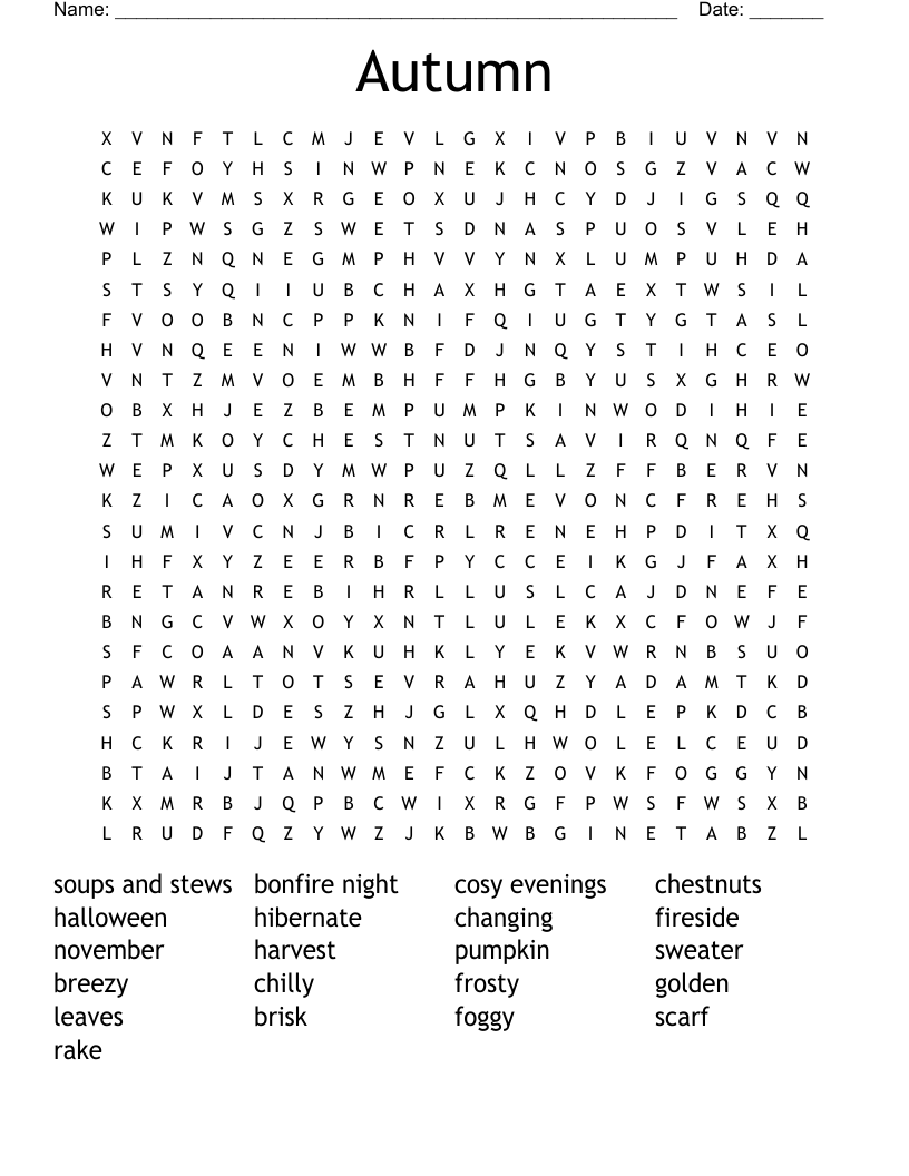 Autumn Word Search