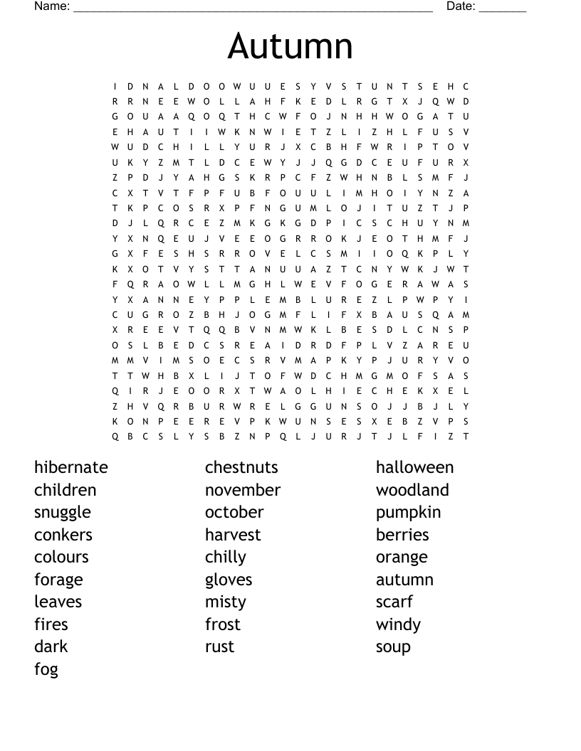 Autumn Word Search