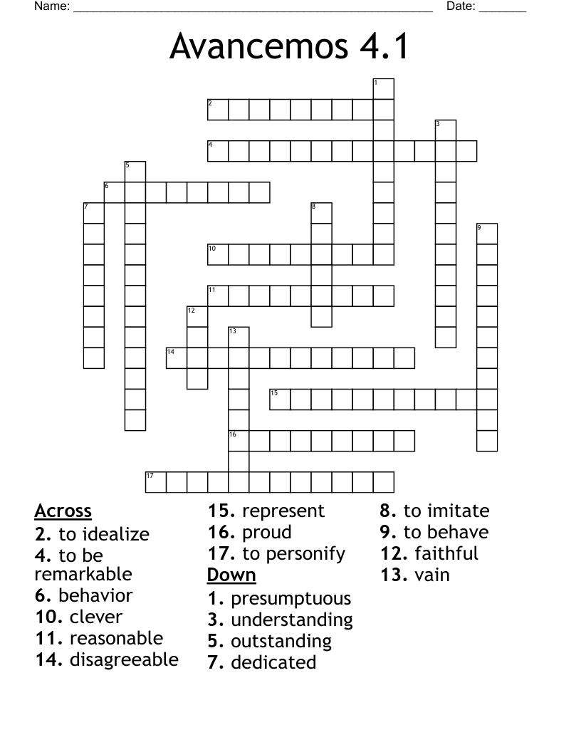 Avancemos 4.1 Crossword