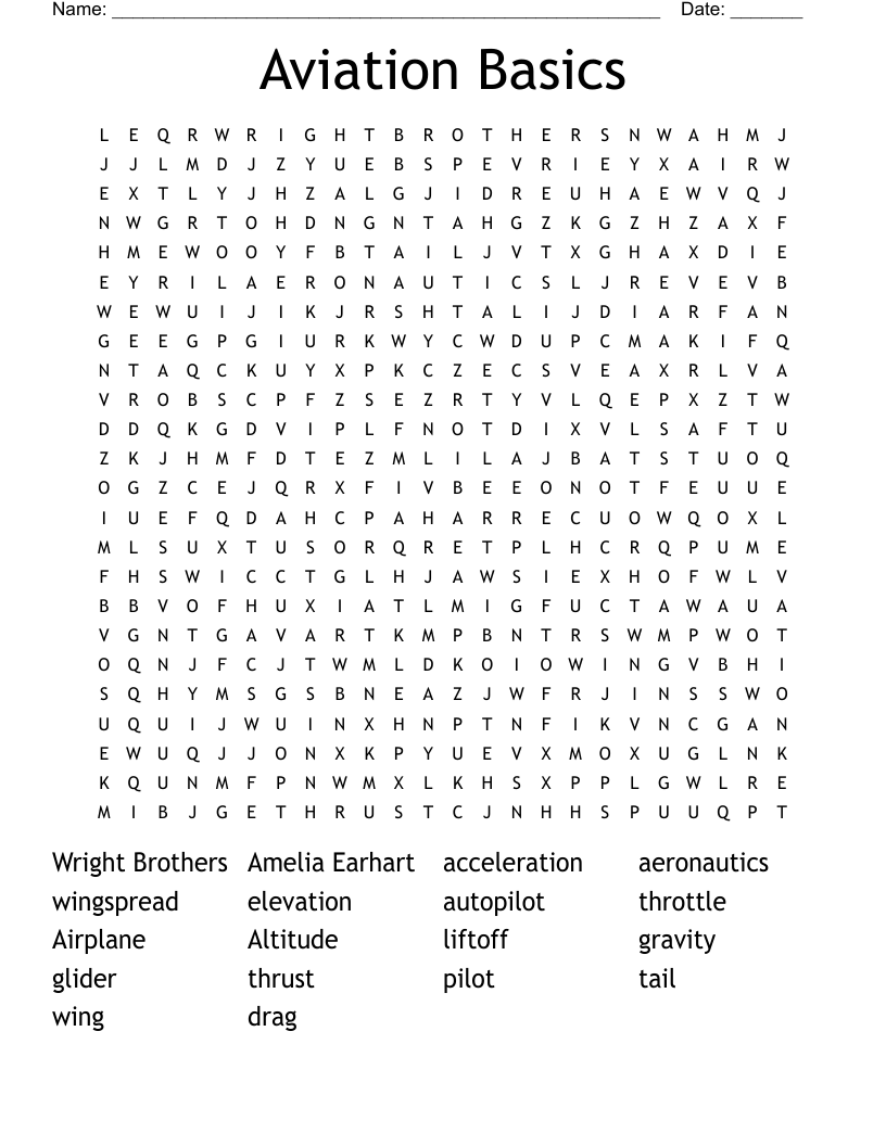 Aviation Basics Word Search