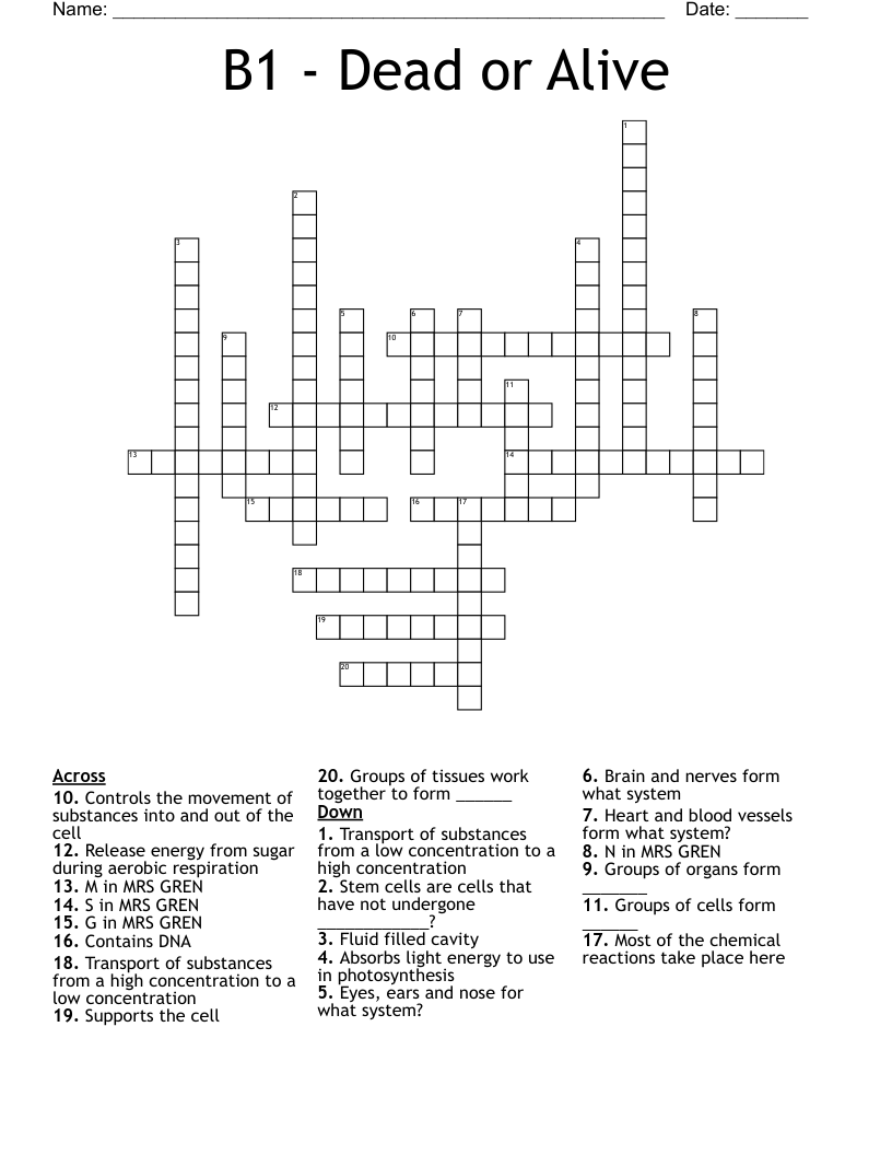 B1 - Dead or Alive Crossword