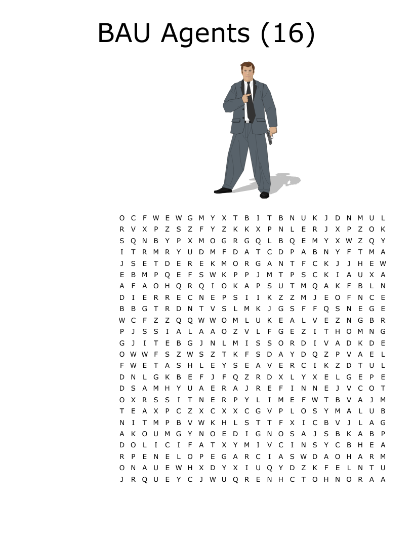 BAU Agents (16) Word Search