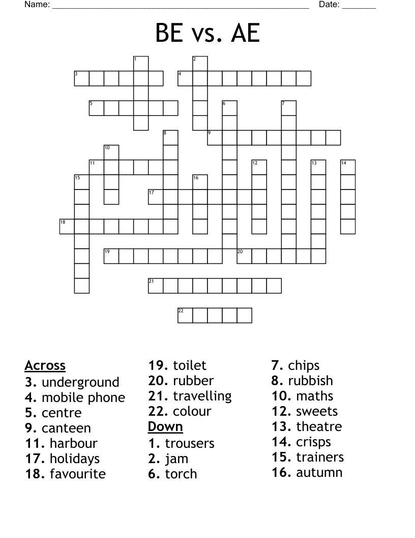 BE vs. AE Crossword