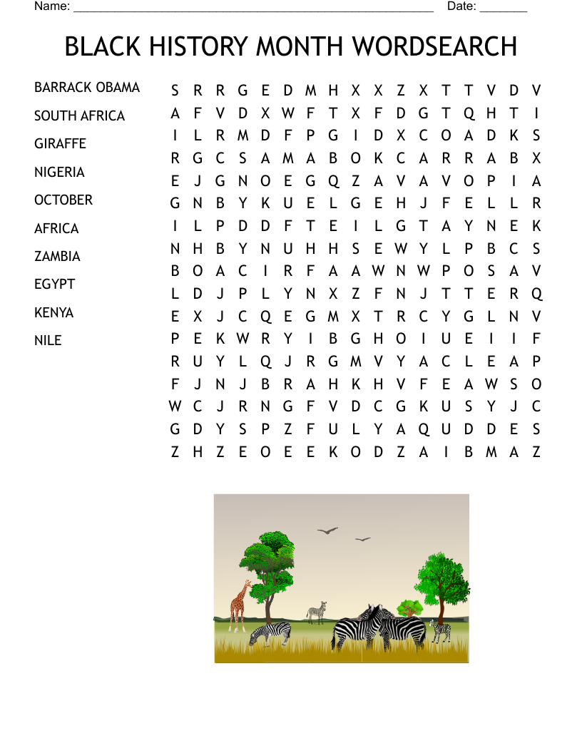 BLACK HISTORY MONTH WORDSEARCH 