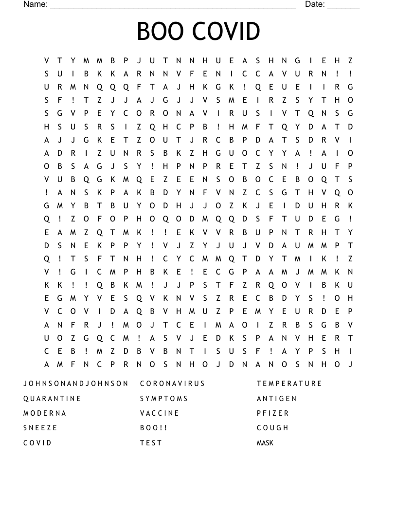 BOO COVID Word Search