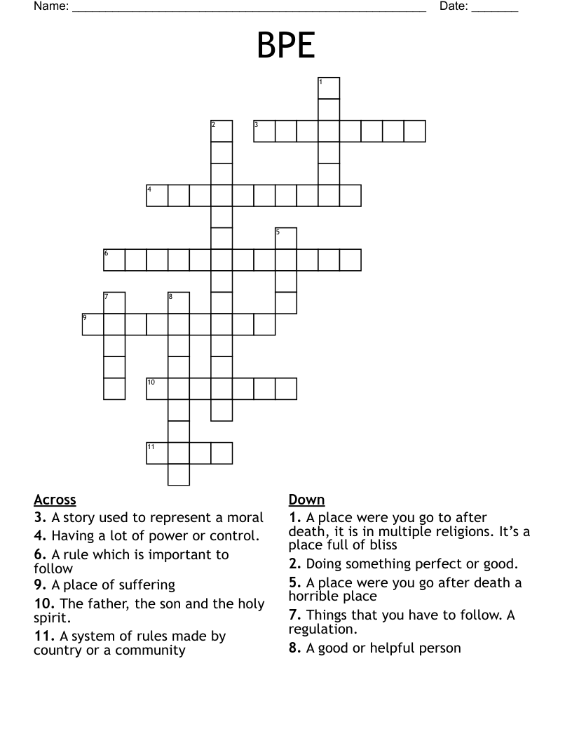 BPE Crossword
