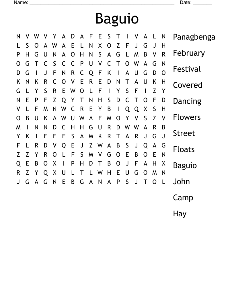Baguio Word Search