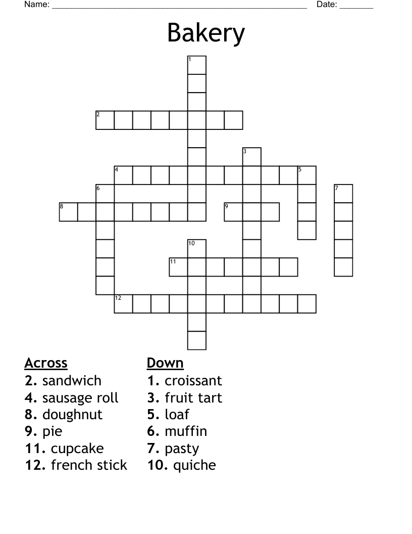 Bakery Crossword