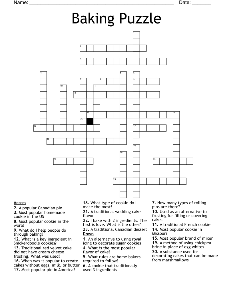 Baking Puzzle Crossword