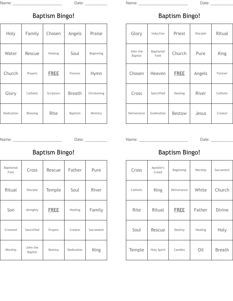 Baptism Bingo!