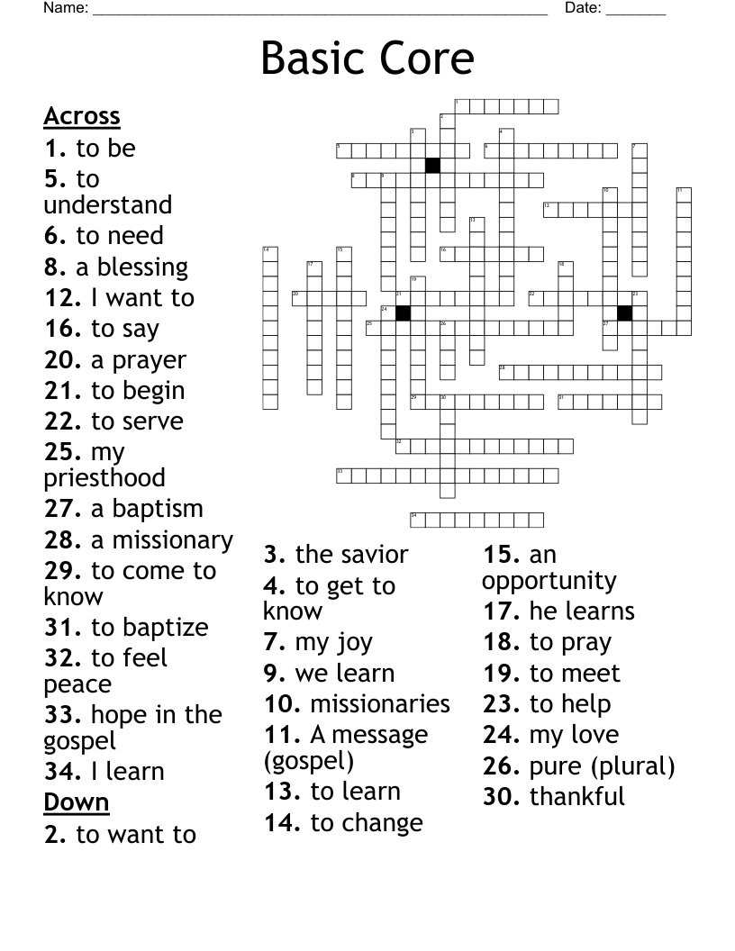Basic Core Crossword