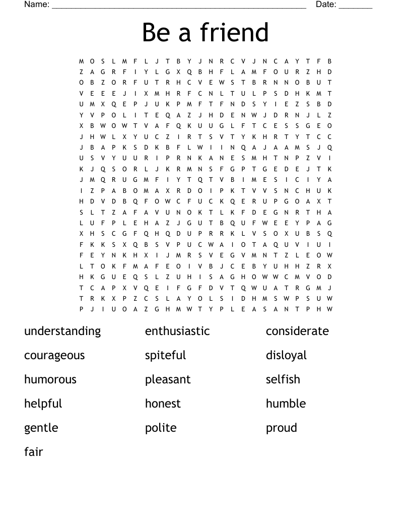Be a friend Word Search