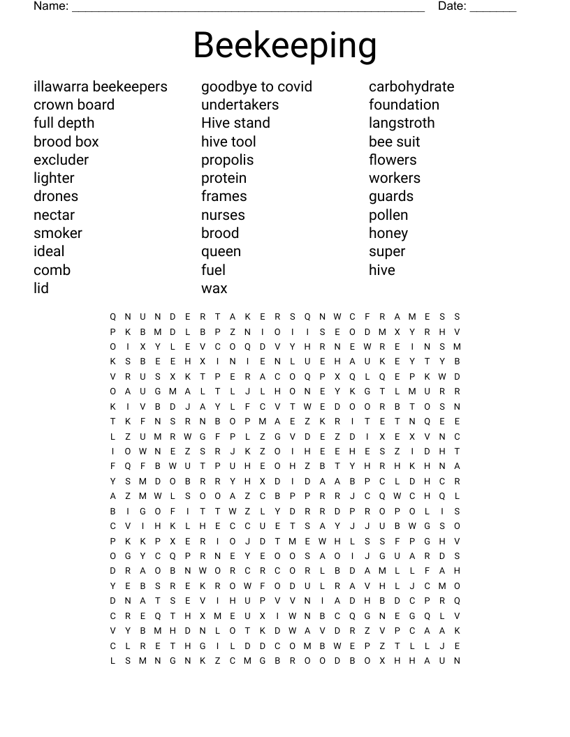 Beekeeping Word Search