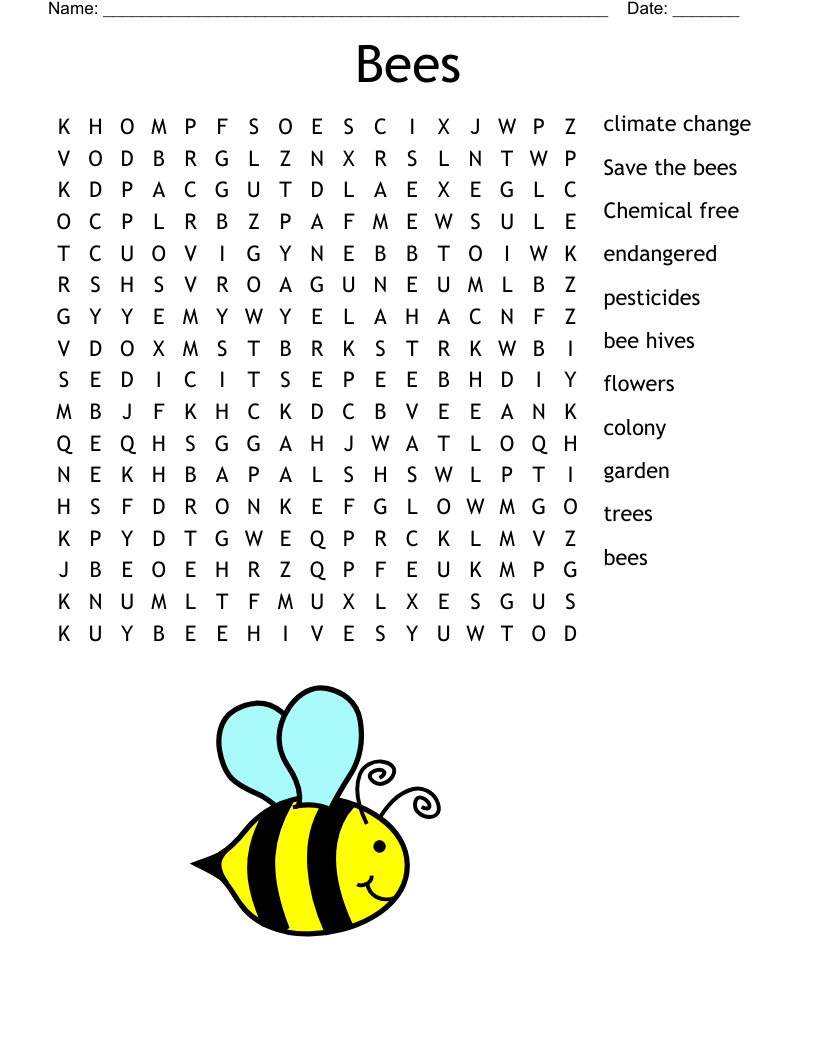 Bees Word Search