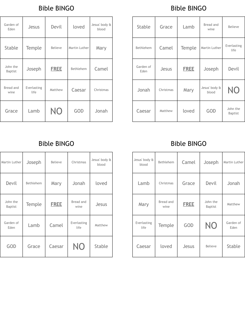 Bible BINGO