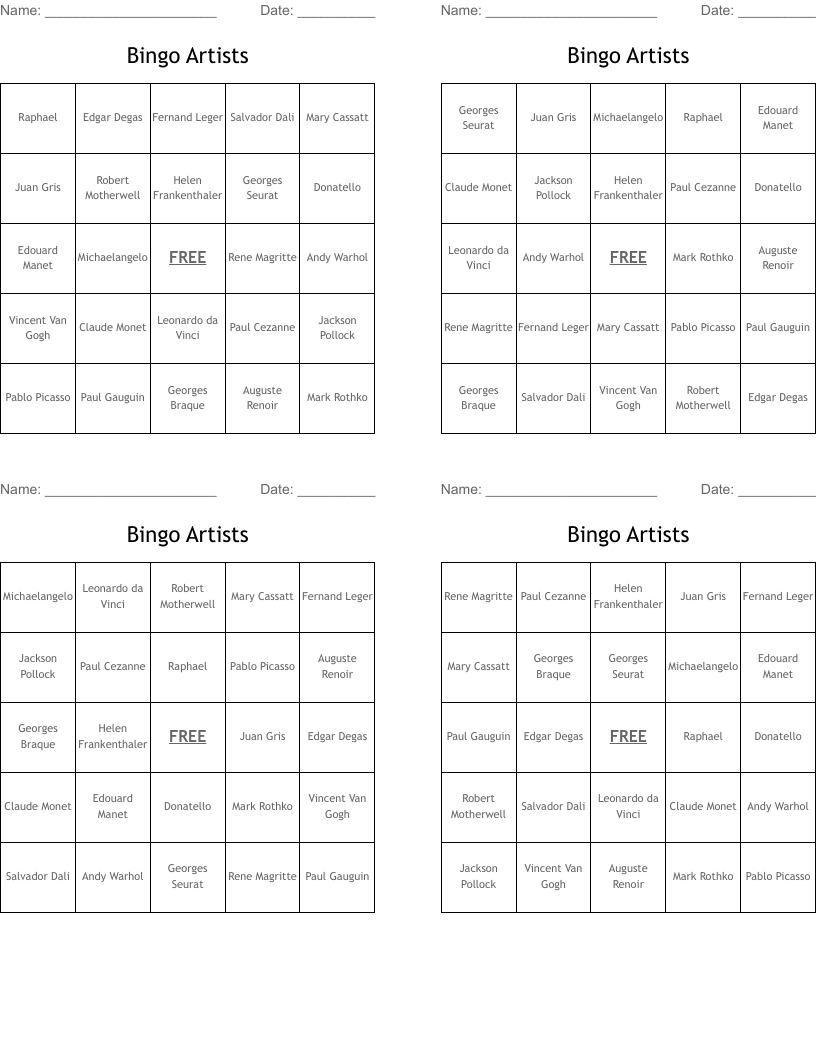 Bingo Artists 