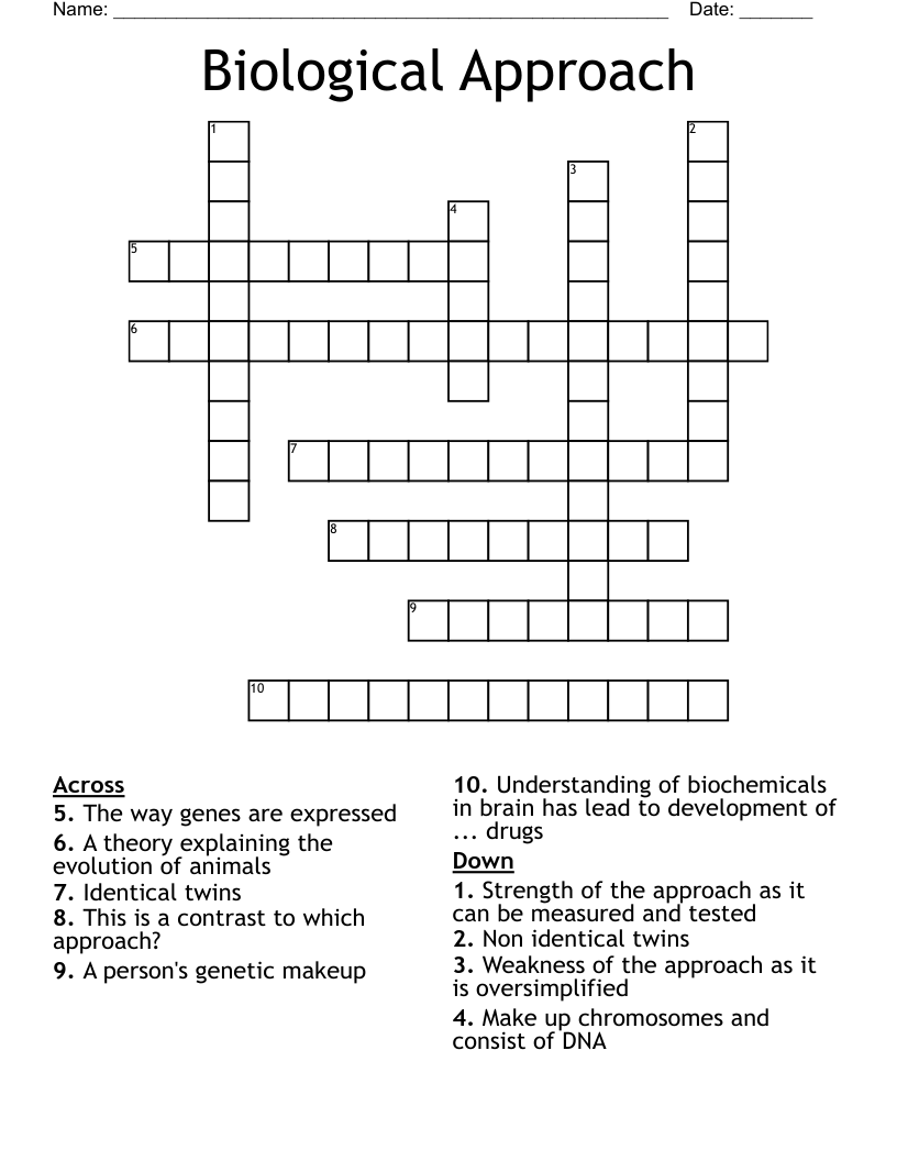 Biological Approach Crossword