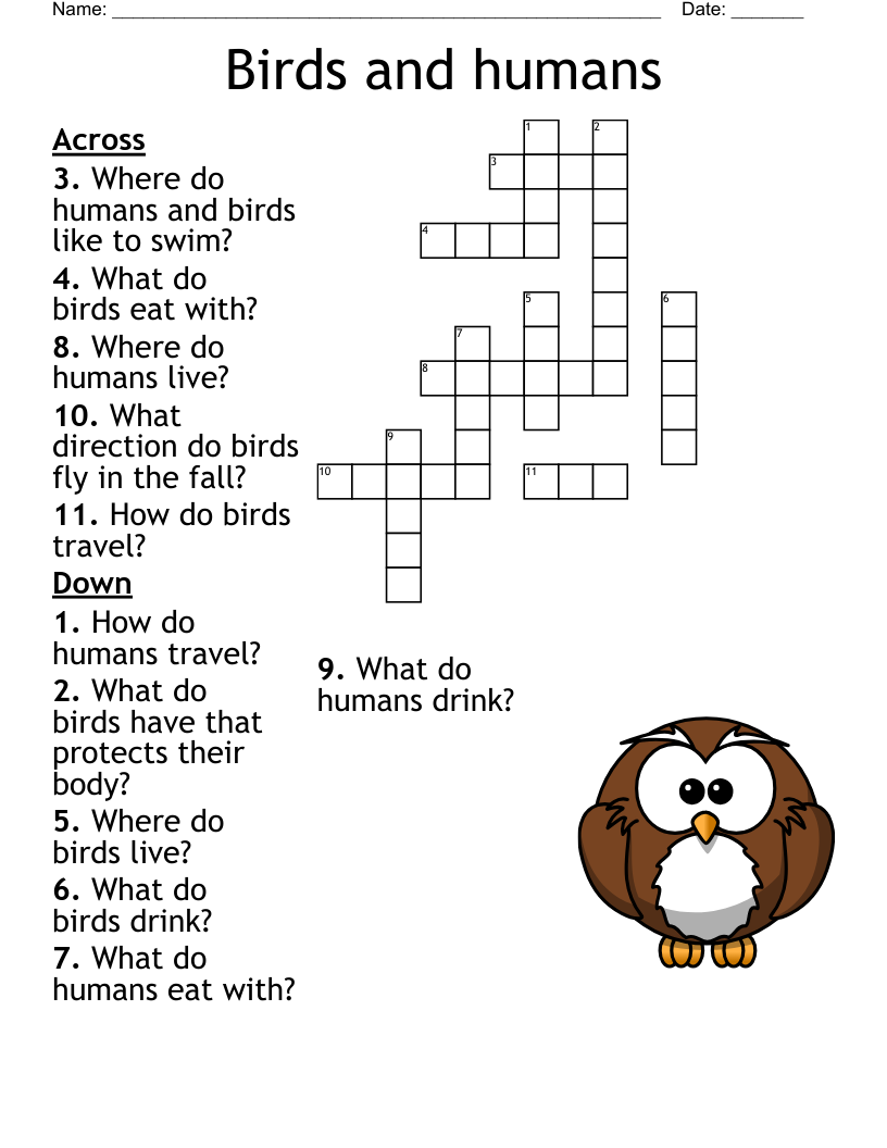 Birds and humans Crossword