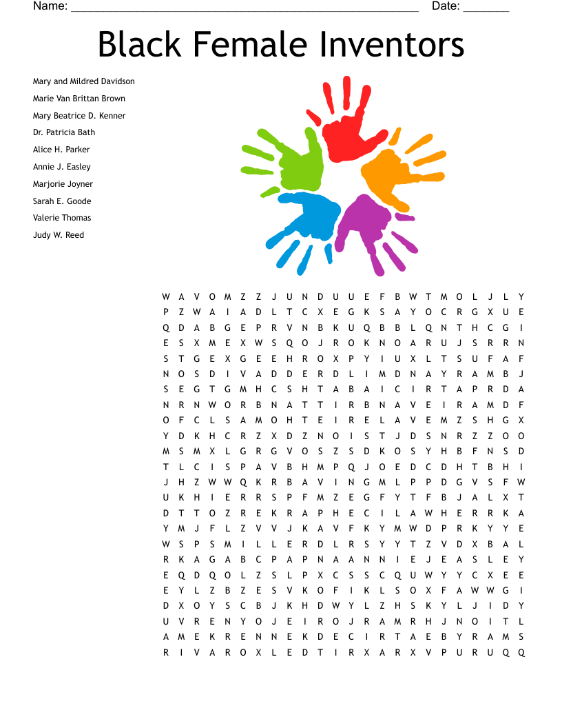Black Female Inventors Word Search