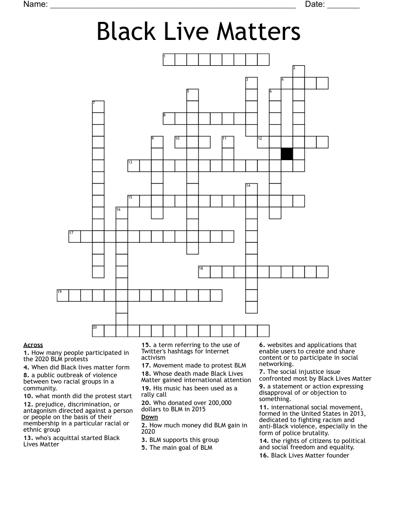 Black Live Matters Crossword