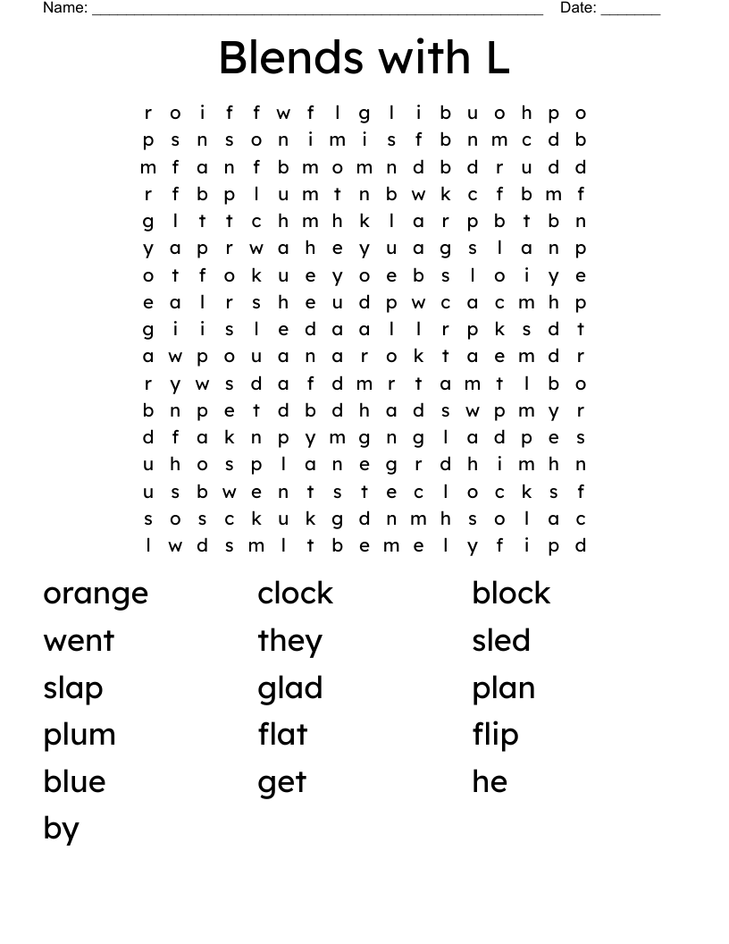 Blends with L Word Search