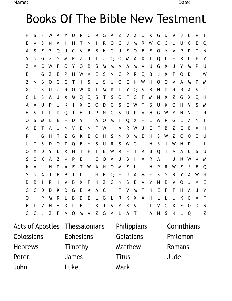 Books Of The Bible New Testment  Word Search