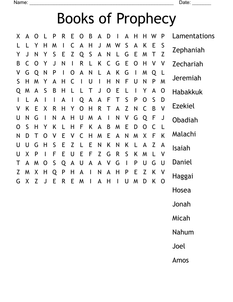 Books of Prophecy Word Search