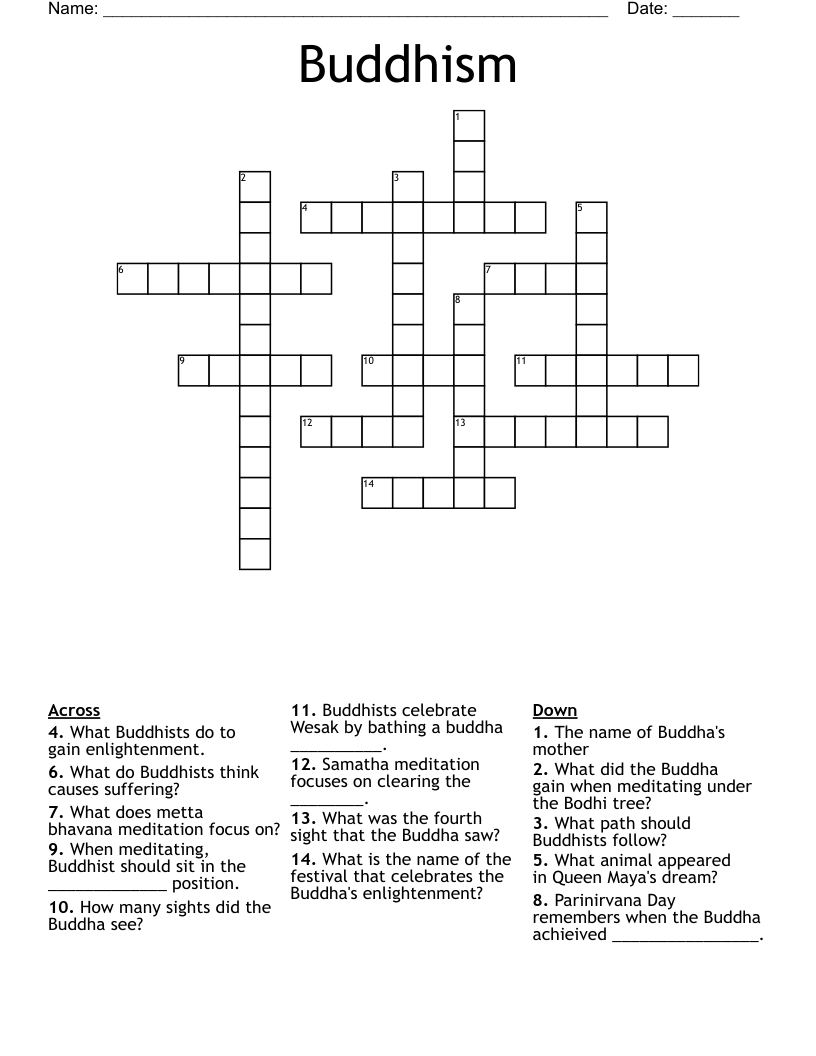 Buddhism Crossword