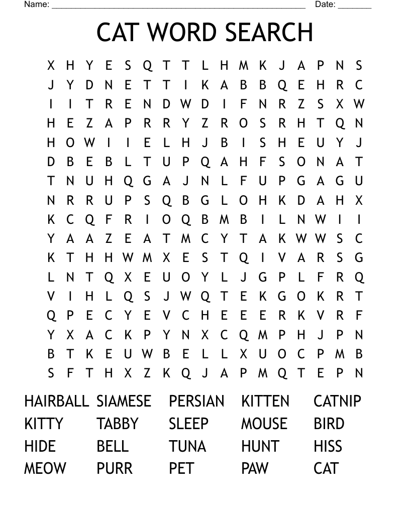 CAT WORD SEARCH