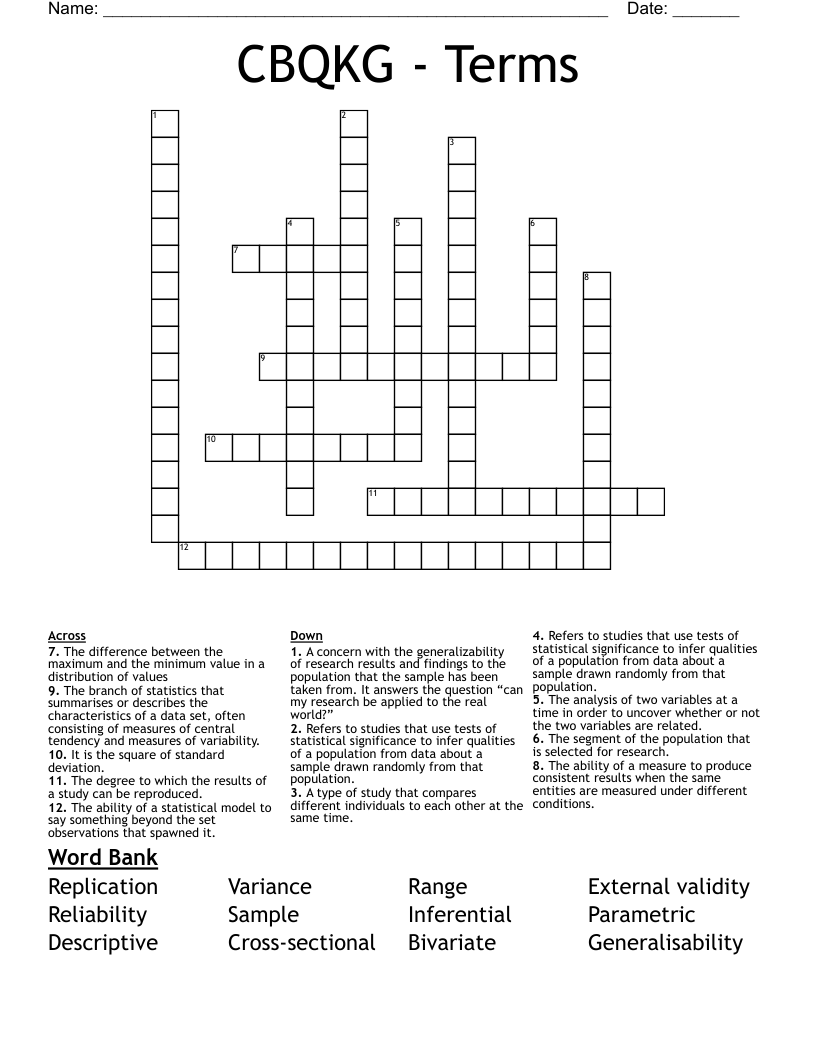CBQKG - Terms Crossword