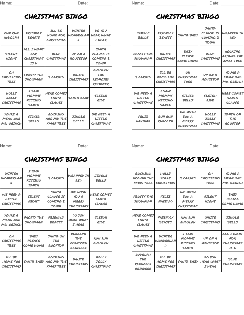 CHRISTMAS BINGO