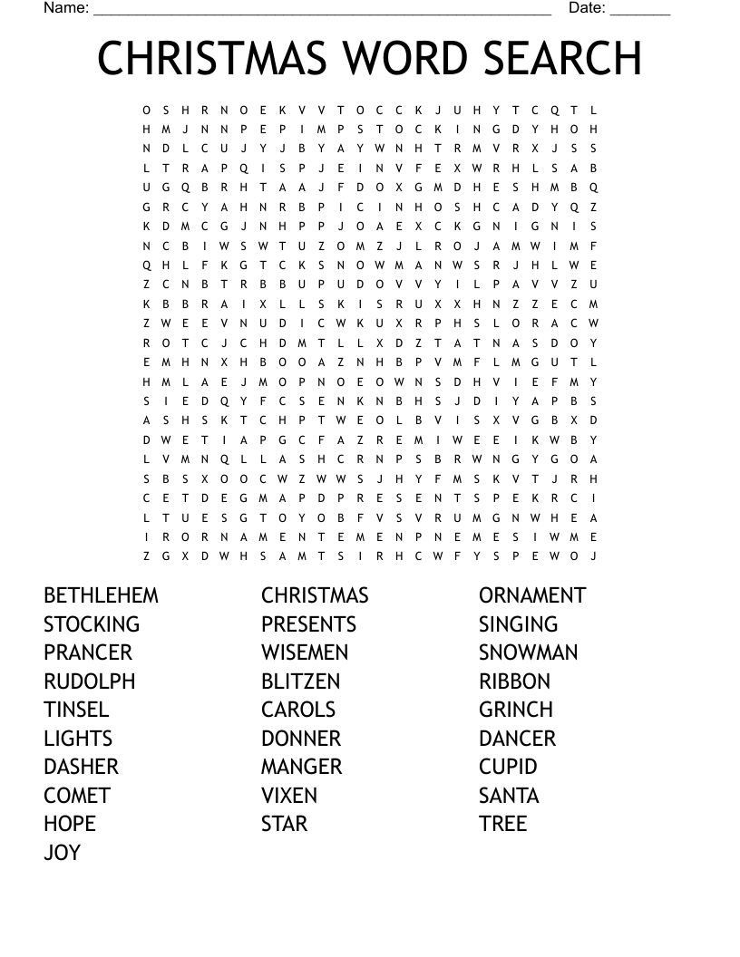CHRISTMAS WORD SEARCH