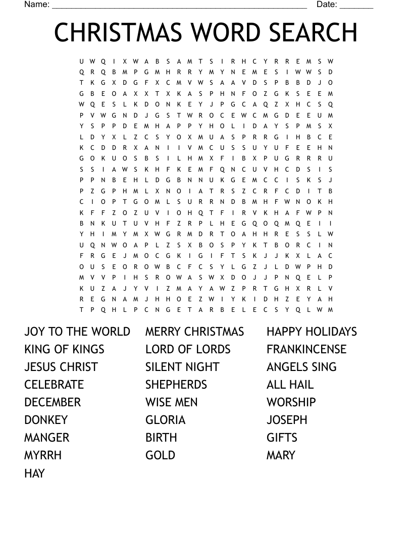CHRISTMAS WORD SEARCH