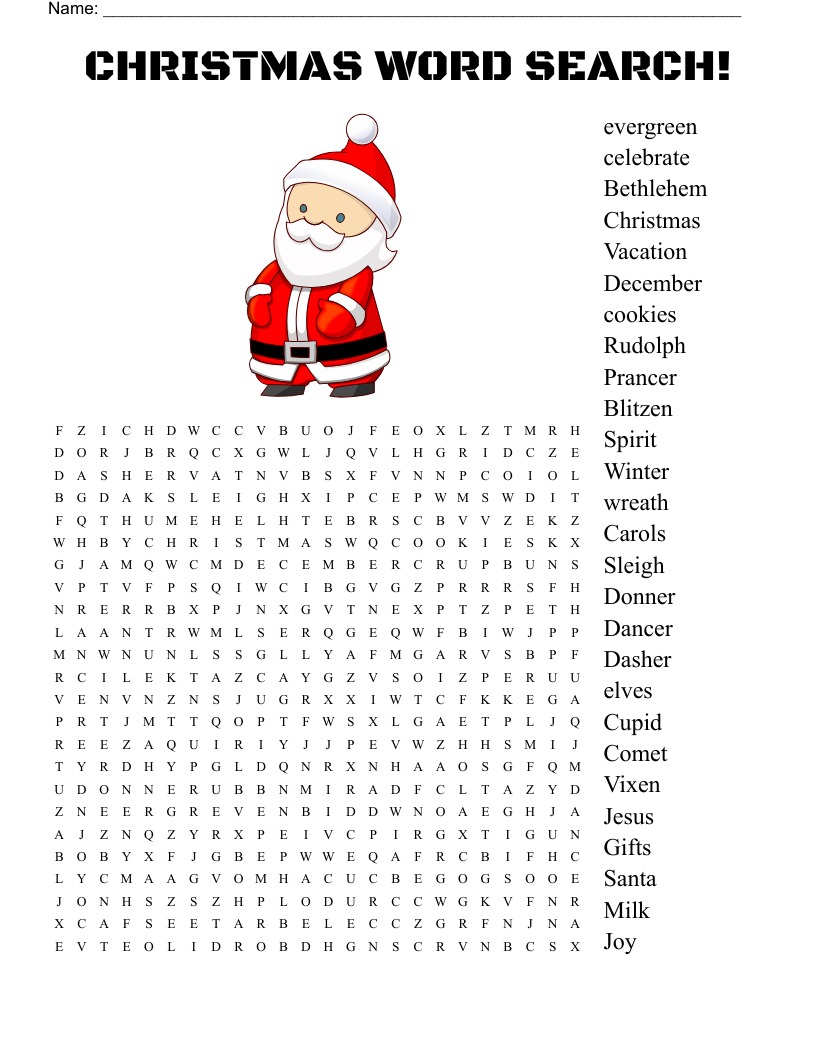 CHRISTMAS WORD SEARCH!