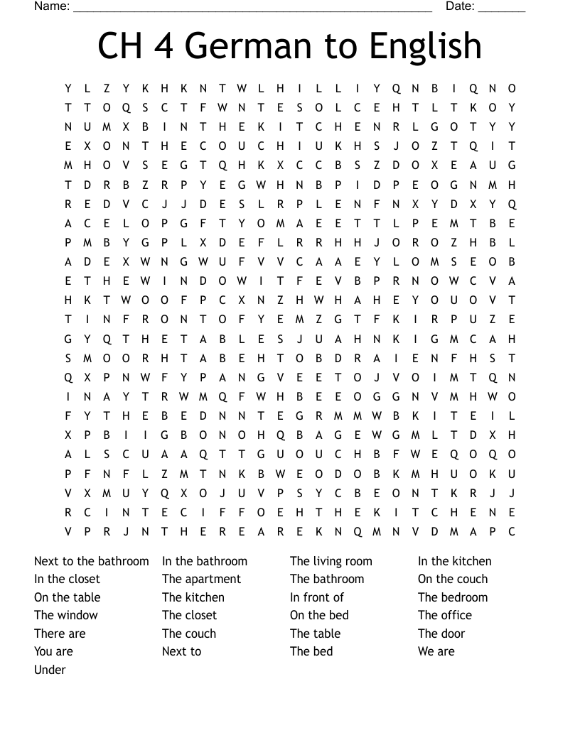 CH 4 German to English Word Search