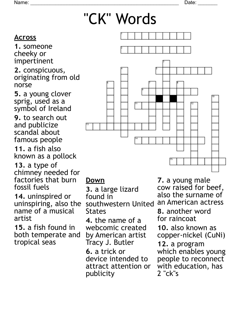 "CK" Words Crossword