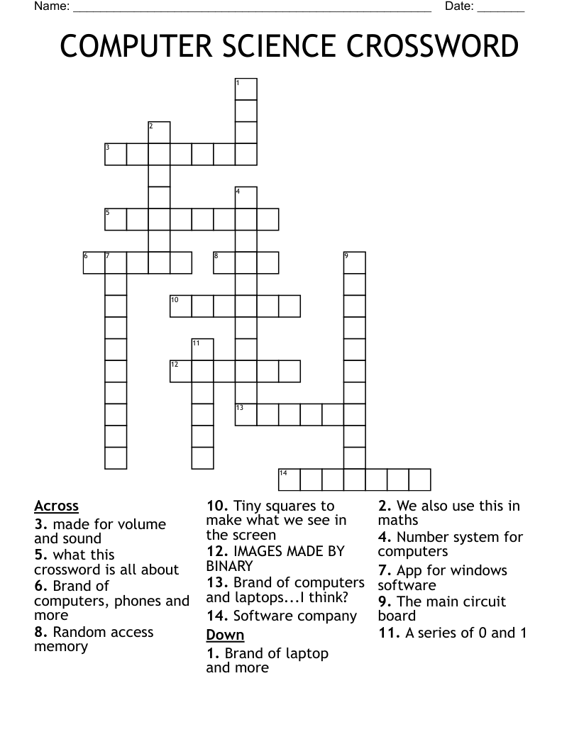 COMPUTER SCIENCE CROSSWORD