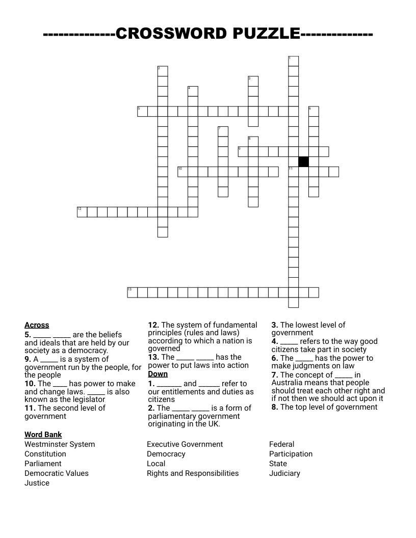 --------------CROSSWORD PUZZLE--------------