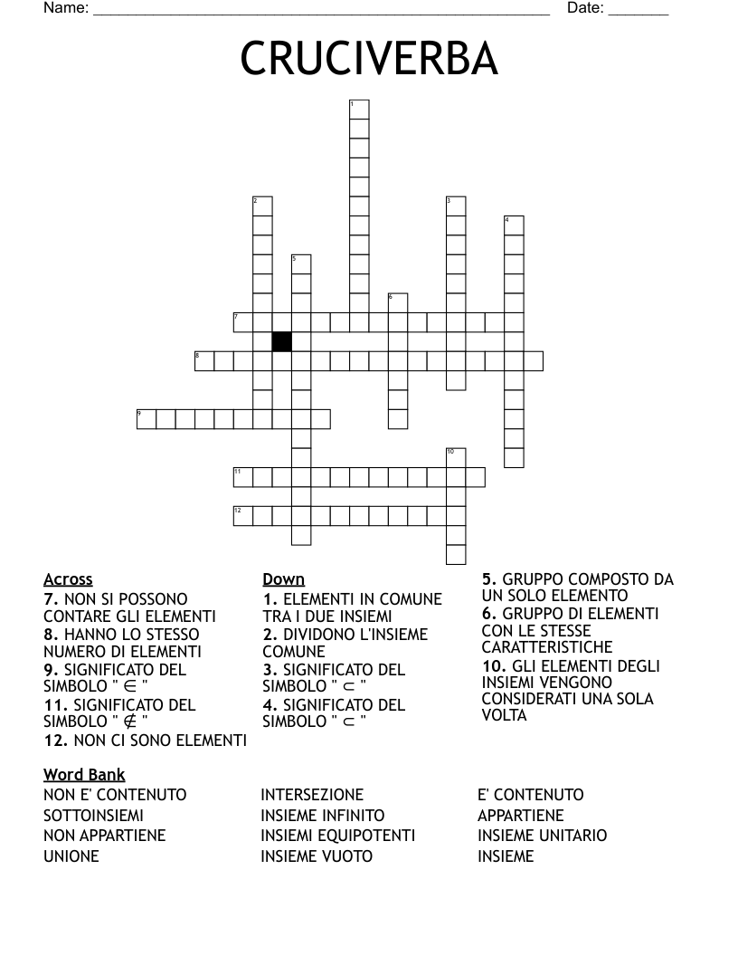 CRUCIVERBA Crossword