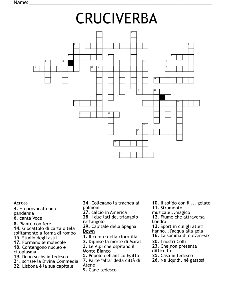 CRUCIVERBA Crossword