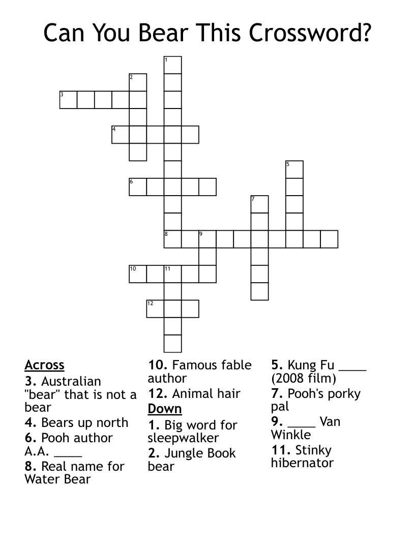 Can You Bear This Crossword?