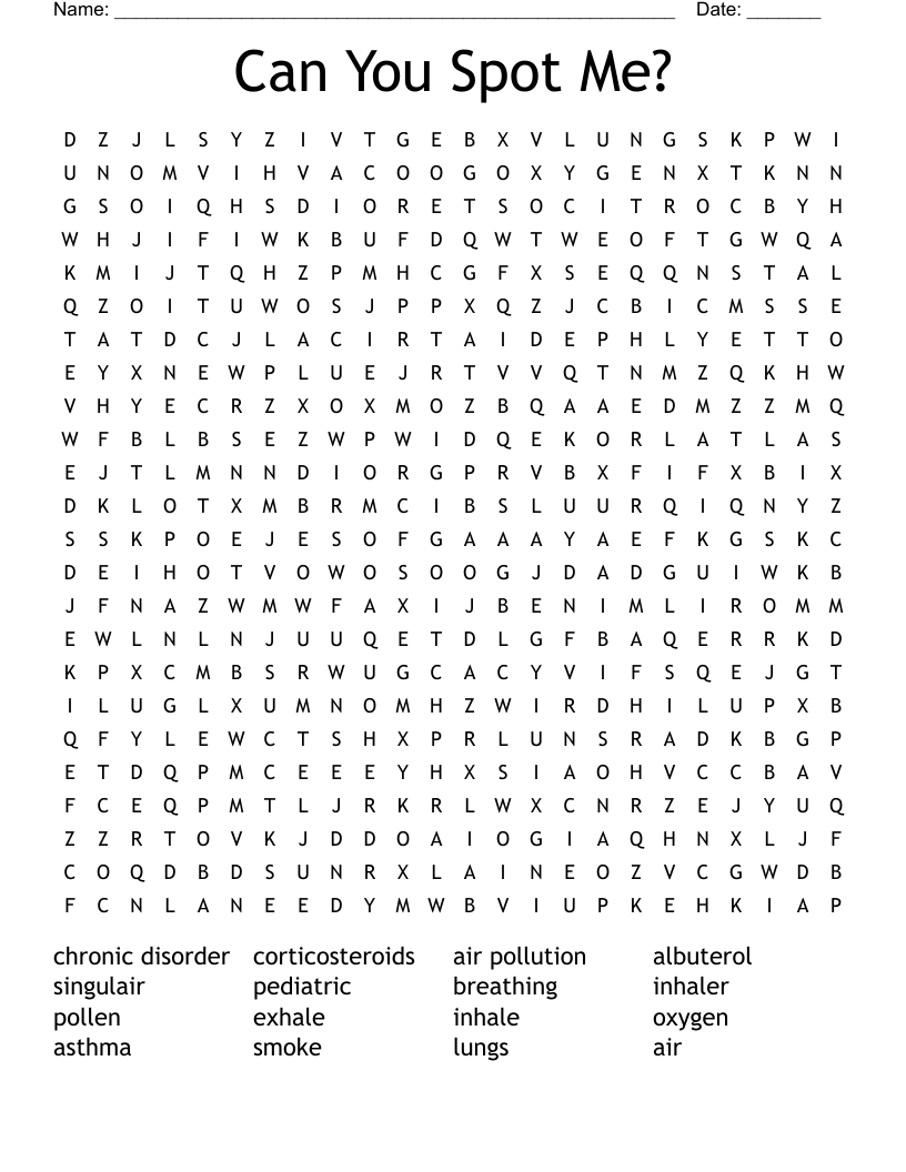 Can You Spot Me? Word Search