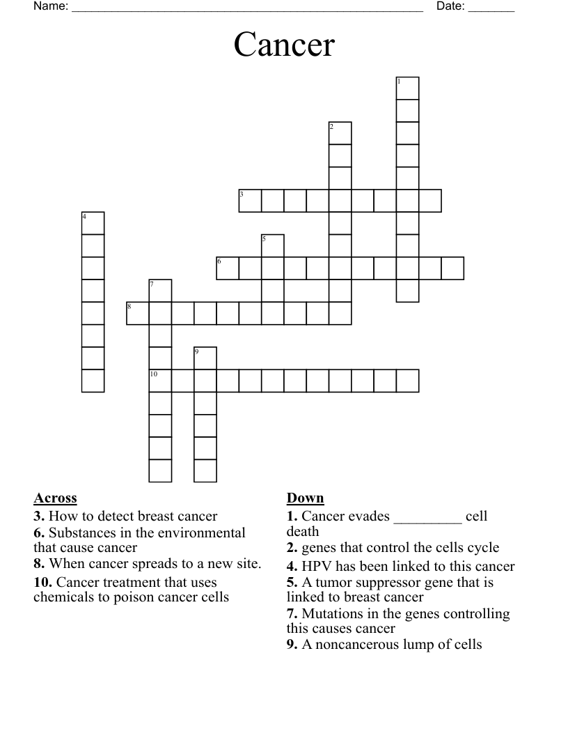 Cancer Crossword