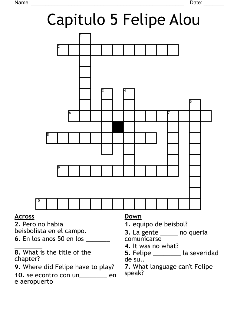 Capitulo 5 Felipe Alou Crossword
