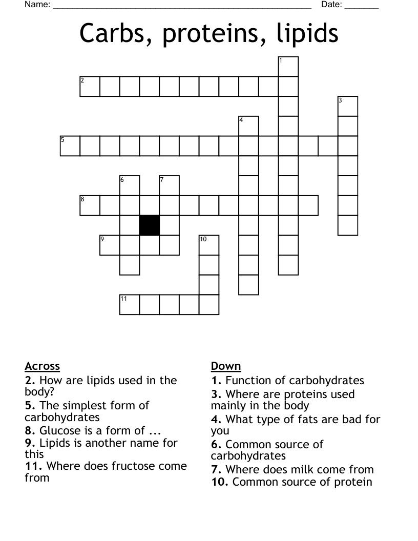 Carbs, proteins, lipids Crossword